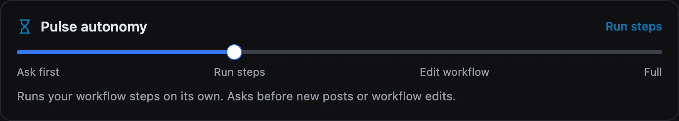 The autonomy slider with four levels from Ask first to Full