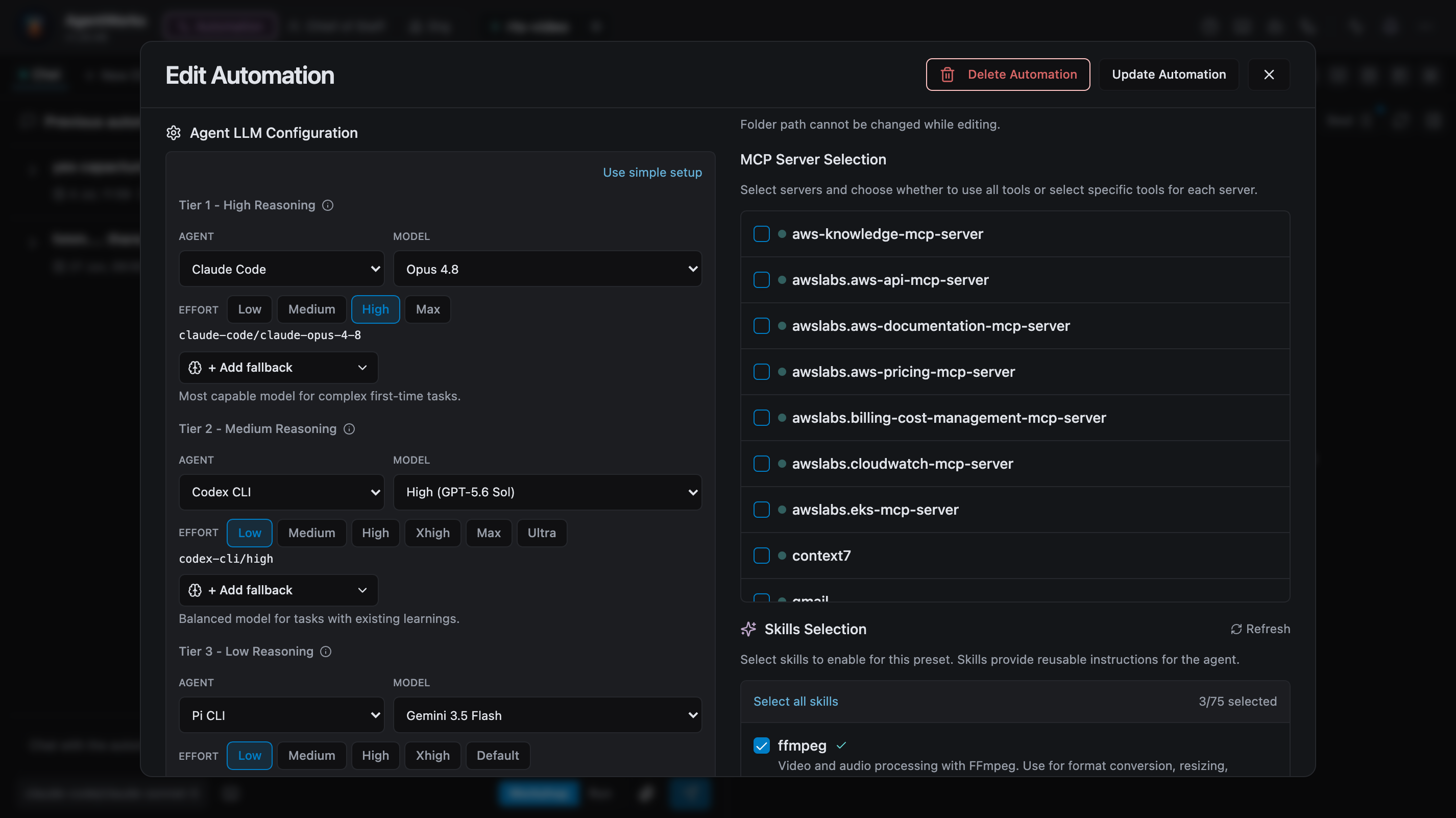 AgentWorks workflow configuration routing high, medium, and low reasoning work across Claude Code, Codex CLI, and Pi CLI.